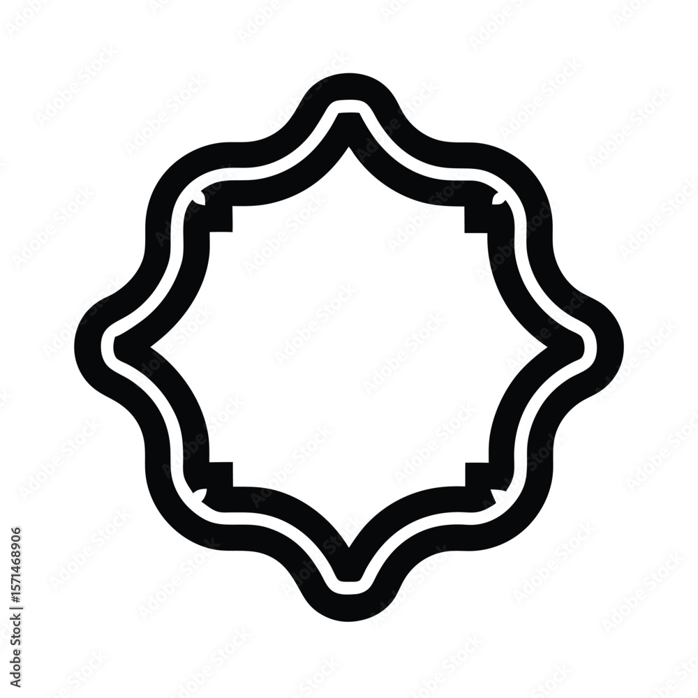 Black Outline Quatrefoil Ogee Frame Icon Vector Illustration Black Outline Quatrefoil Ogee Frame Icon Vector Illustration