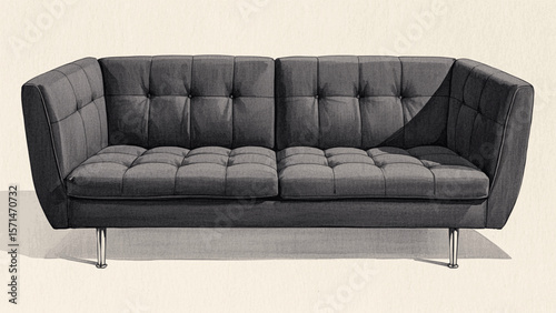 Watercolor Hues dark gray, modern futon sofa isolated vector illustration svg