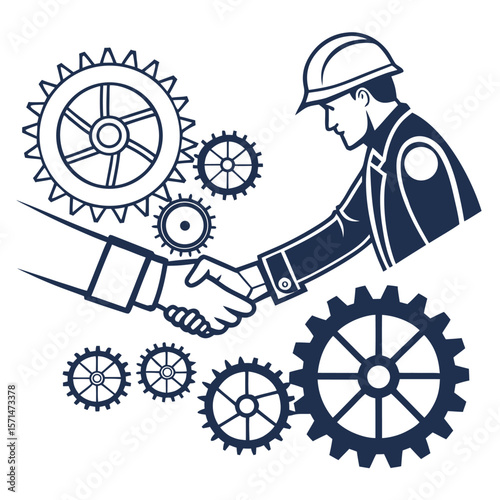  Mechanical Handshake with Gears – Industrial Teamwork, Engineering Collaboration, and System Integration Concept
 Adobe Illustrator Artwork