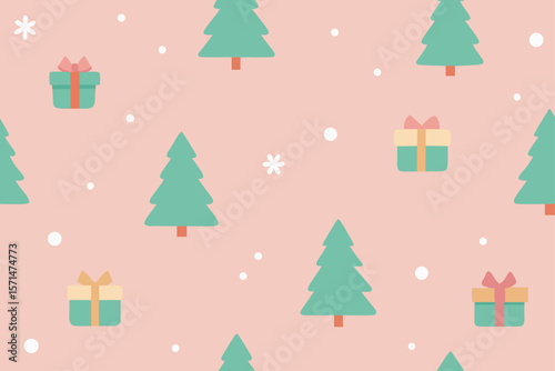 Whimsical Seamless Christmas Pattern With Tiny Gifts