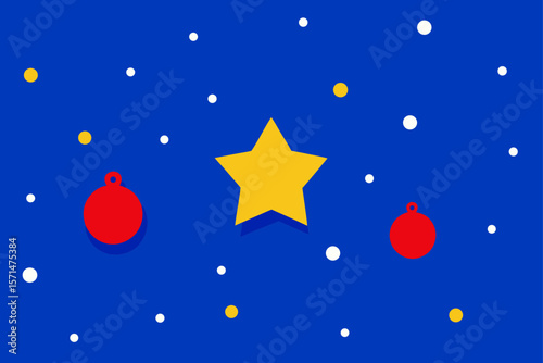 Background Of Red Stars Snow Dots And Golden Bells