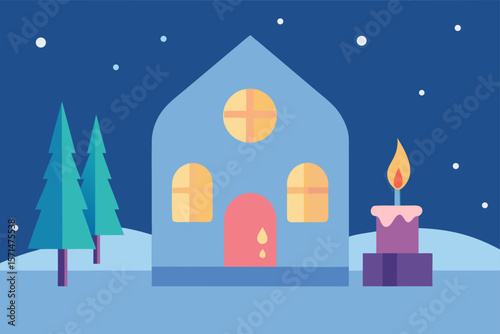 Winter Themed Indoor Scene With Soft Colors And Christmas