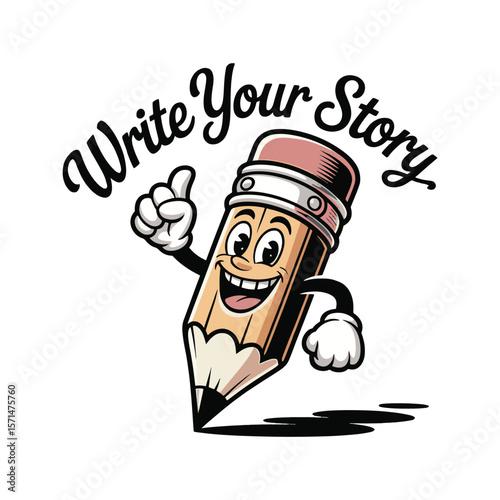 A motivational design with a pencil writing the phrase "Write Your Story", ideal for creators and writers, vector illustration design