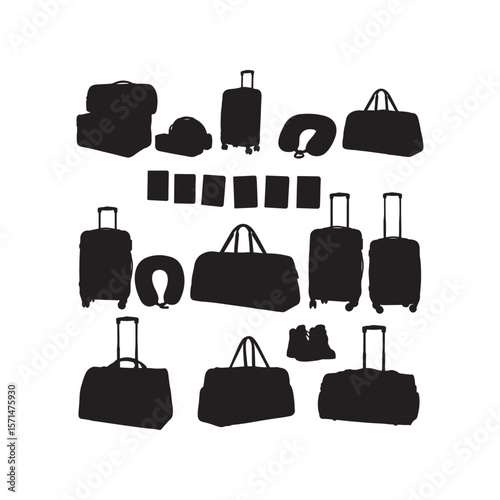 Travel Bag Silhouettes A Collection of Luggage Icons for Design Projects