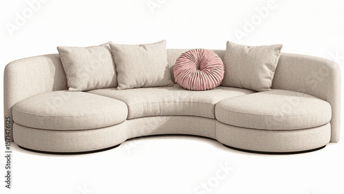 Living Room Comfort white sectional sofa with soft isolated watercolor vector illustration svg