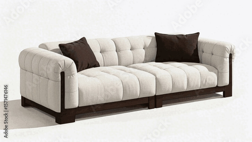 Watercolor Couch White modern sofa isolated vector illustration svg