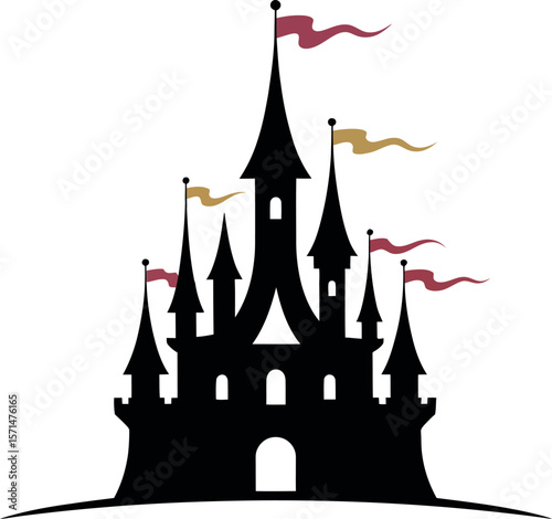Castles Fairy Tale silhouette on white background