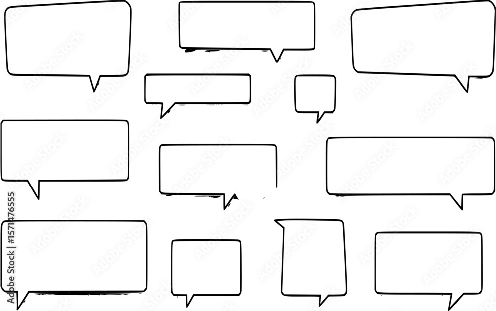 Obraz premium Simple speech bubbles. Rectangular speech balloon. Transparent PNG and vector illustration. 