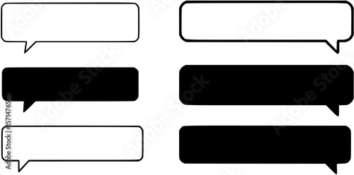 Simple speech bubbles. Rectangular speech balloon. Transparent PNG and vector illustration.
