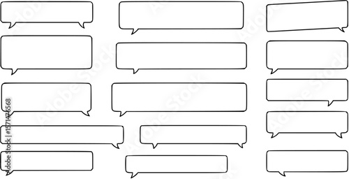 Simple speech bubbles. Rectangular speech balloon. Transparent PNG and vector illustration.
