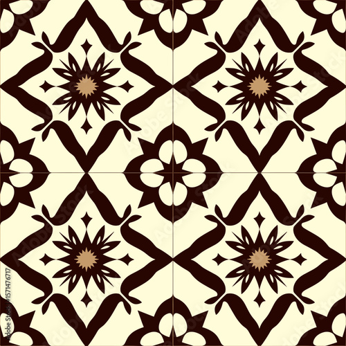 Set of 4 seamless Moroccan tile patterns in cream and cocoa brown