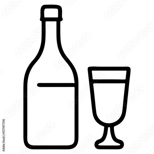 Vintage art design featuring a silhouette of a wine bottle and glass, perfect for beverage and bar celebration illustrations