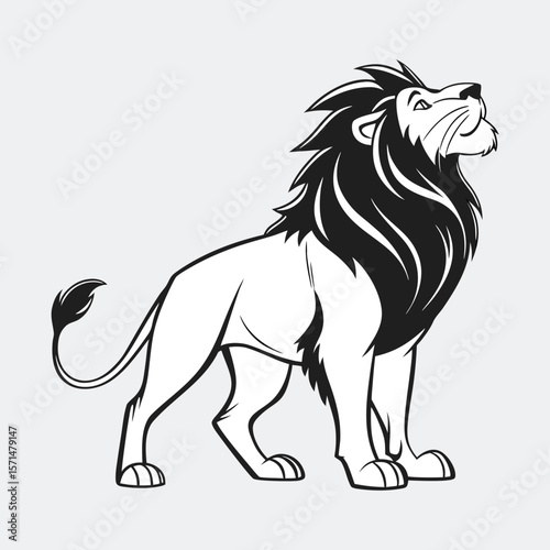Black Lion Hieroglyph Silhouette on White Background  Vector Illustration

