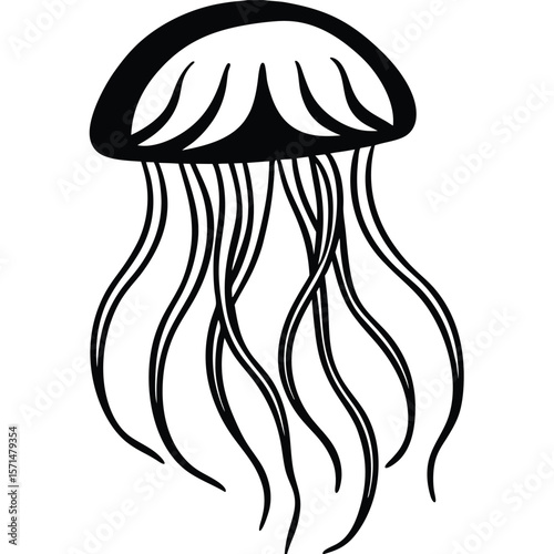 Jellyfish-silhouette Adobe Illustrator Artwork, White background