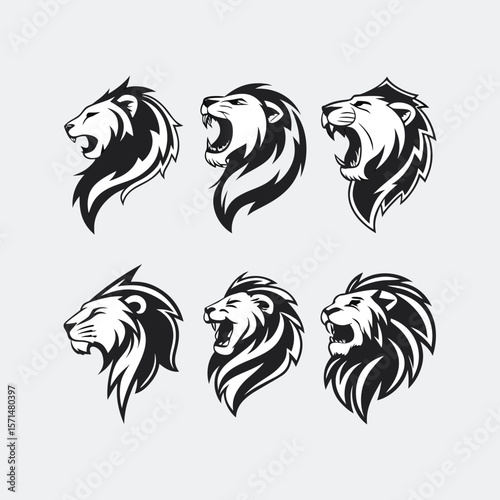 Lion Logo Set  Premium Vector Emblem Collection