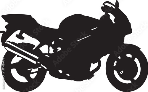 Vector silhouette of a biker on a sport motorbike, perfect for illustrating extreme race and speed