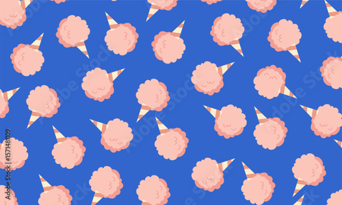 Cotton candy seamless pattern Vector illustration