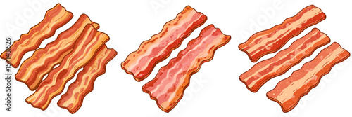 strips of crispy bacon in various orientations 