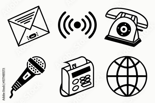 Contact methods icons isolated on white background in a simple style
