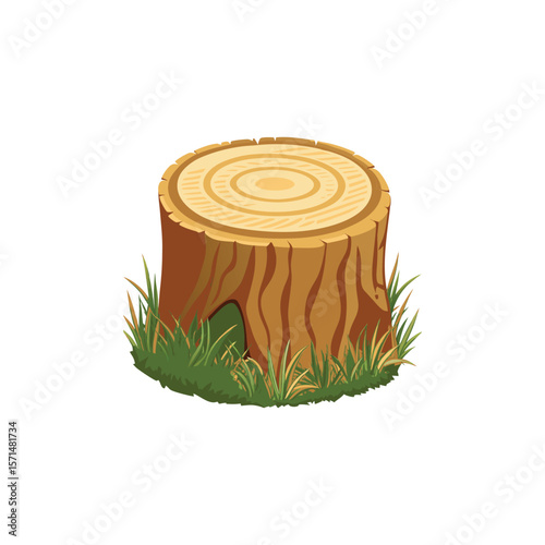 
Artistic Tree Stump with Round Cut in Grass