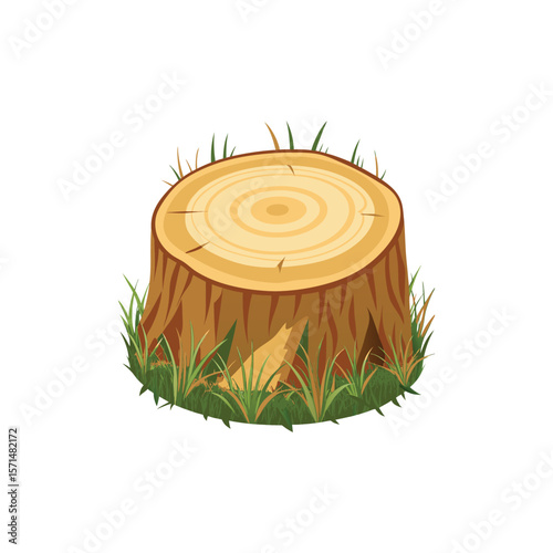 Tree Stump Circle Cut with Vibrant Grass Surrounding