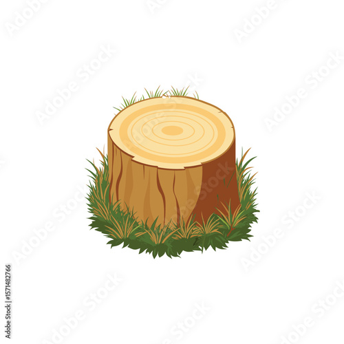 Tree Stump Design in Peaceful Green Field