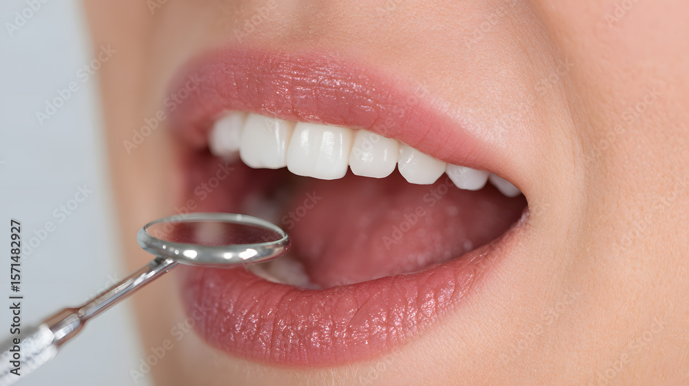 Obraz premium Patient receives a thorough dental check-up inside a well-equipped clinic with a focus on oral health