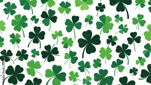 Clover leaves, transitions from dark to light green across a white background, symbolizing luck and celebration, for st. patrick's day.
