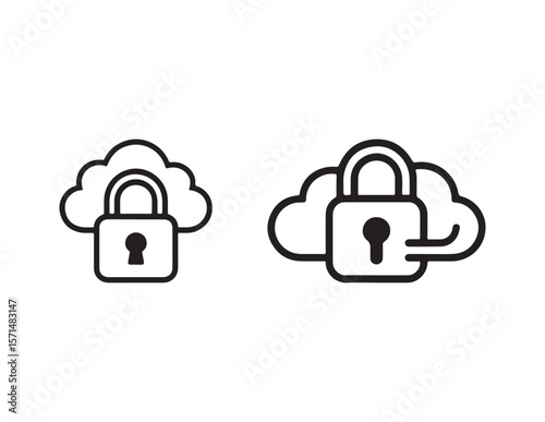 Cloud security lock icon symbolizing data protection and privacy isolated on white background