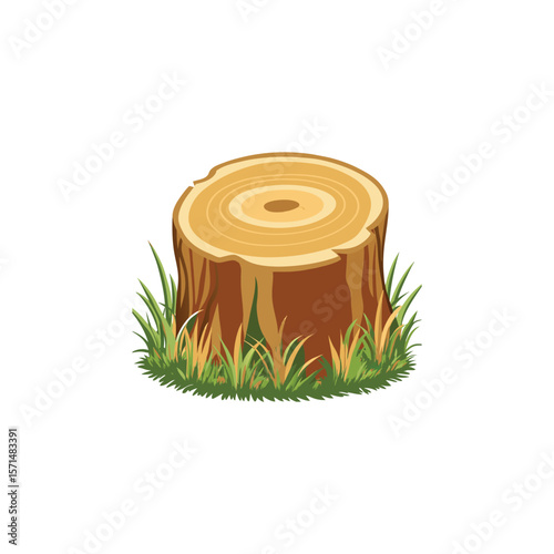 Circular Hollowed Stump Surrounded by Leafy Greens