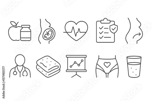 Healthcare, wellness line icon set. medical, fitness figures & symbols collection