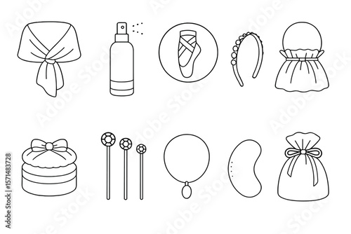 Fashion, beauty outline icon set. apparel, accessories, cosmetics linear collection