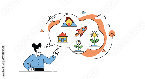 Imagination and vision of future growth opportunities and success ventures