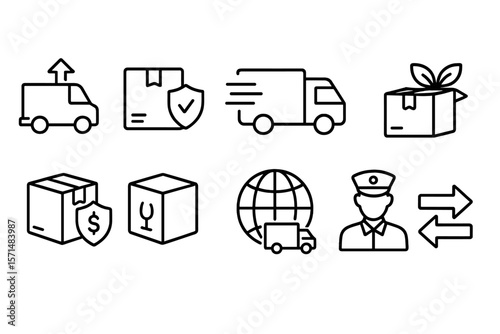 Logistics and delivery outline icon set. shipping, transport symbols collection