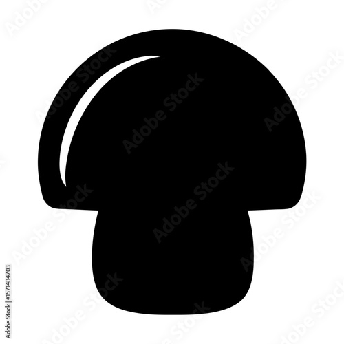 Sleek Black Mushroom Silhouette with Defined Cap and Stalk Design