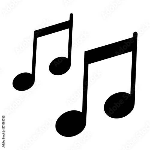 Two eighth musical notes floating on a white background with rhythm