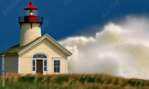 Wallpaper Mural Lighthouse Facing a Powerful Wave Torontodigital.ca