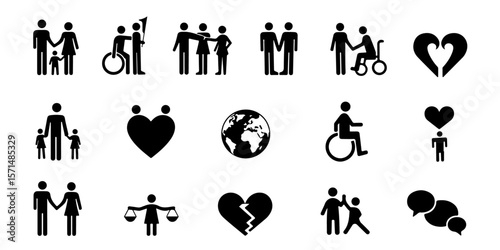 Silhouette Diversity, Equity & Inclusion Icons Set