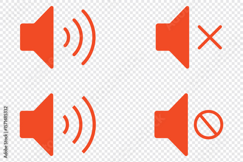 Speaker icon set. Sound icon. Volume mute sign. Audio speaker mute volume vector set. Mute speaker, sound off icon vector set collection. Volume, audio sign symbol. 