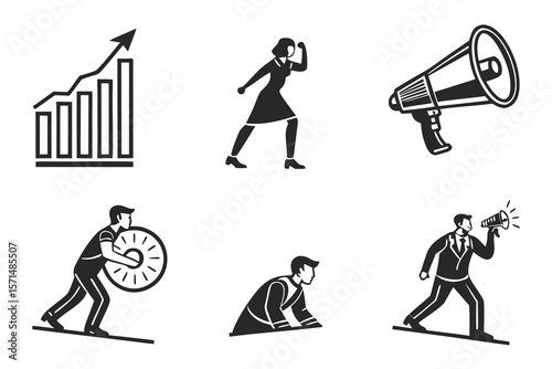 Business people strive for success and growth in their careers