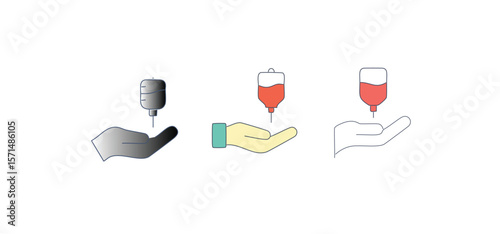 Medical infusion bag held by hand healthcare