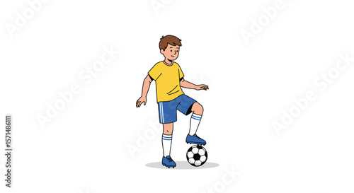 Young athlete practicing ball control skills with a soccer ball during a training session
