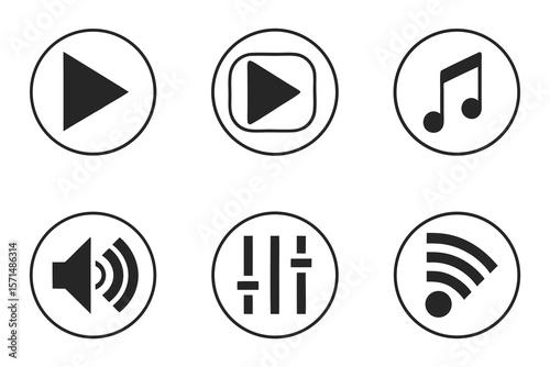 Wallpaper Mural Six music and audio icons isolated on white background Torontodigital.ca