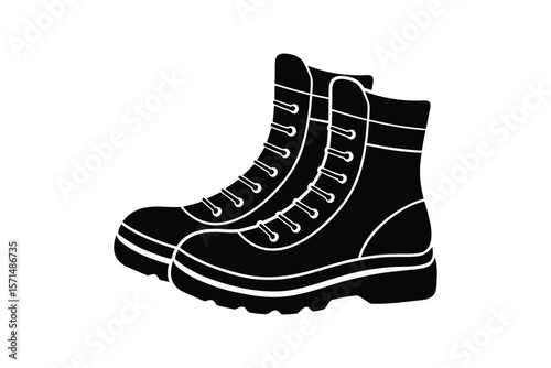 Silhouette design illustration of EMT duty boots with traction grip.eps