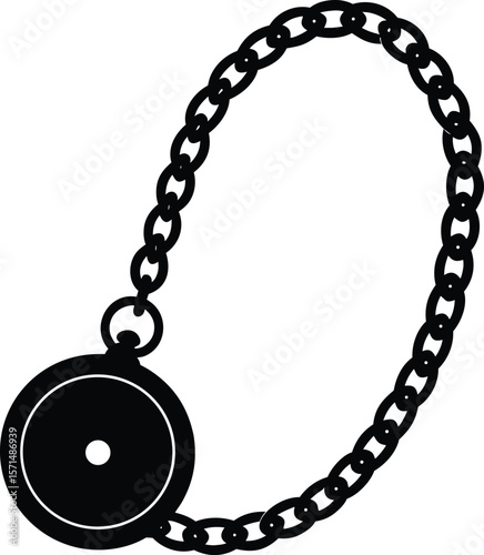 pocket watch chain on white background.eps