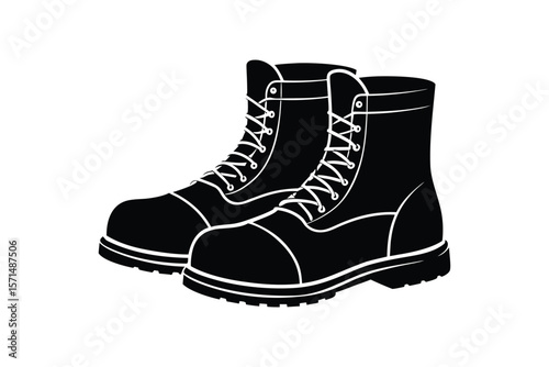 Silhouette design illustration of lineman boots with reinforced heel.eps