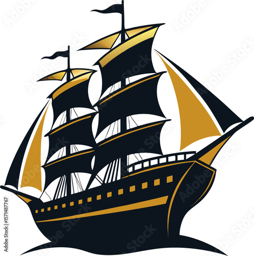 vector illustration of a ship