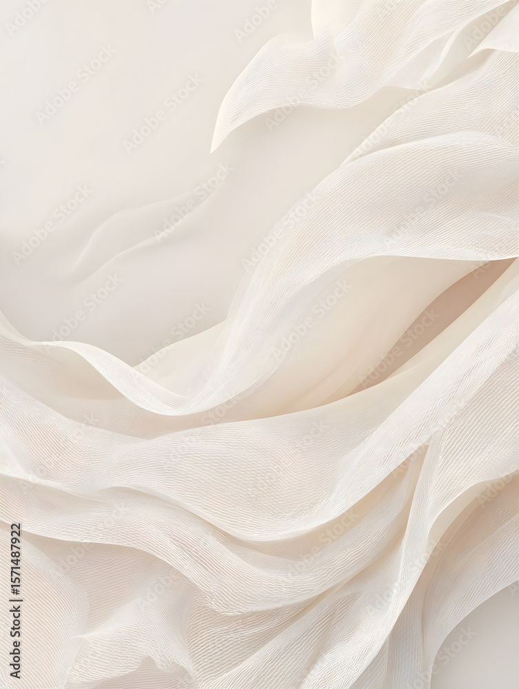 custom made wallpaper toronto digitalAn elegant, abstract background of soft, flowing white silk or chiffon fabric with gentle folds.
