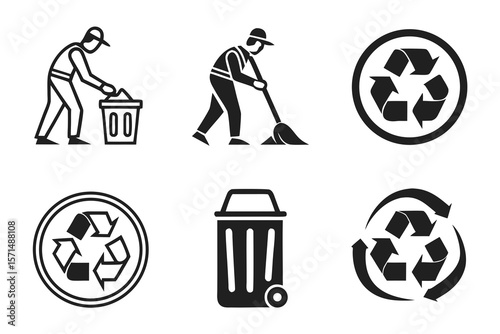 Street cleaner collecting trash and sweeping isolated on white background