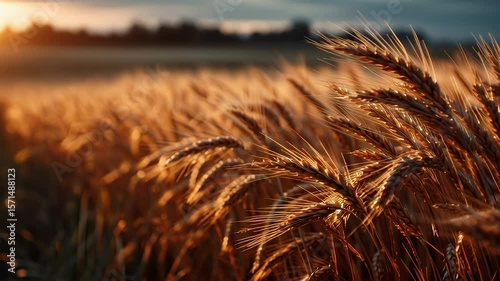 Golden Wheat Field at Sunset with Cinematic Lighting Creating Serene and Warm Atmosphere
